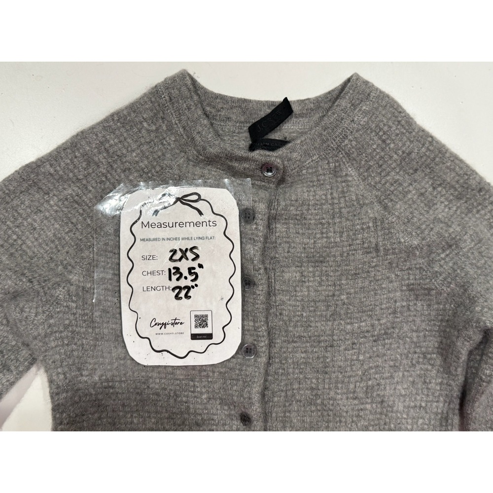 J.Crew Collection Italian Cashmere Henley Sweater Gray XXS Waffle Knit Raglan - Picture 5 of 6